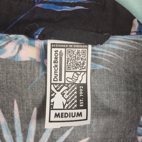 Dutch Bros Coffee Hawaiian Print Button Up Shirt Size Medium - Picture 3 of 4